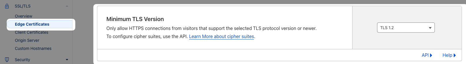 Minimum TLS Version 변경